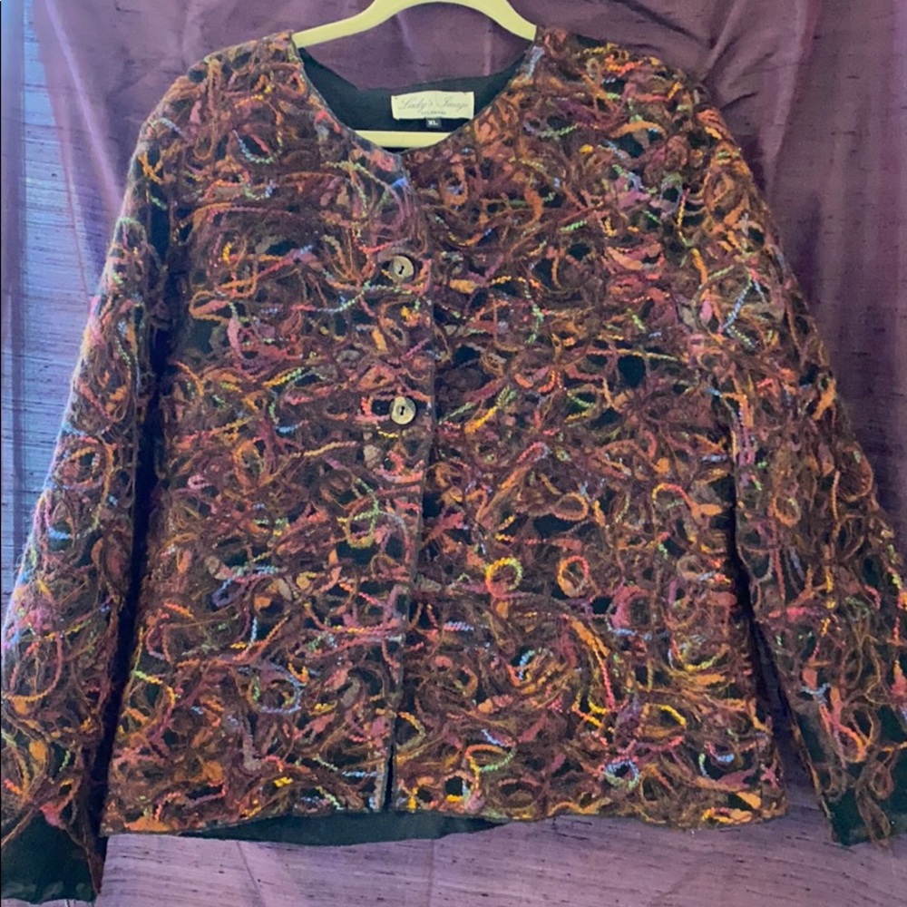 Novelty Jacket with Yarn Appliqué